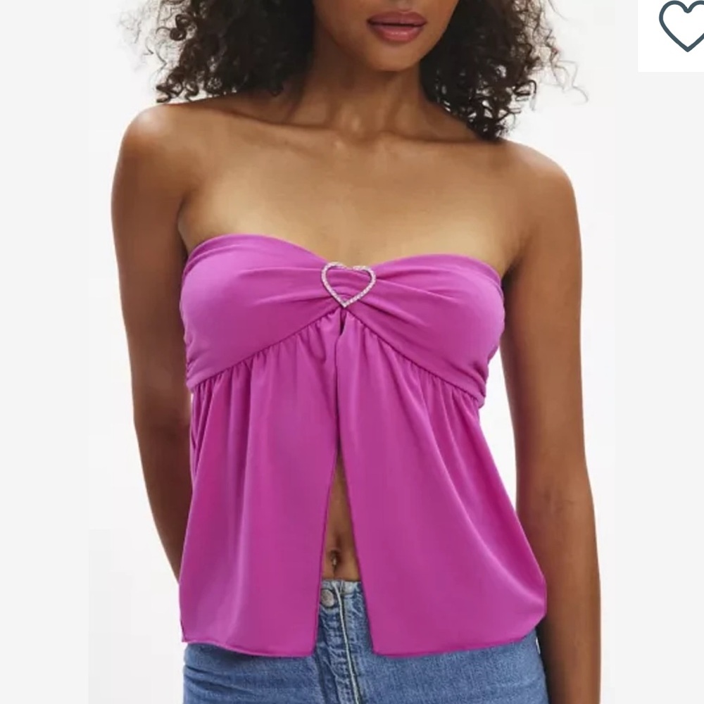 UO Heart Embellishment Tube Top